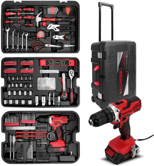 Main image of KINGTOOL Home Tool Set Kit - 286 PCS Home Auto Repair Tool Kit with Rolling Tool Box, Mechanic Tool Sets with 21V Max Cordless Power drill, Perfect for Homeowner, Diyer, Handyman