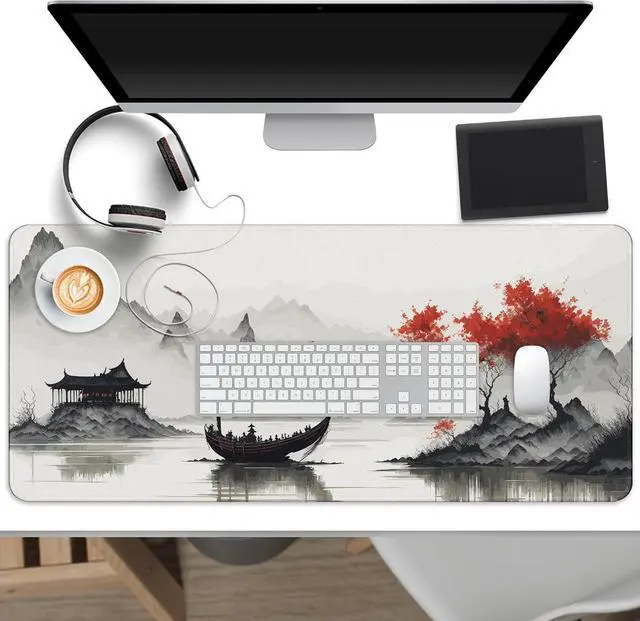 Alt view image 9 of 14 - Japanese Cherry Blossom Large Gaming Mouse Pad for Desk Big Mouse Pad Gaming Desk Mat for Keyboard and Mouse 31.5x11.8in Mousepad with Stitched Edge Non-Slip Base Computer Keyboard Mouse Mat Desk Pad