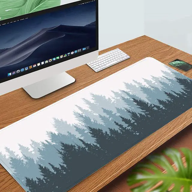 Alt view image 9 of 12 - 31.5x11.8 Inch Misty Pines Forest Large Gaming Mouse Pad with Stitched Edges XL Laptop Keyboard Mouse Mat Tree Landscape Desk Pad