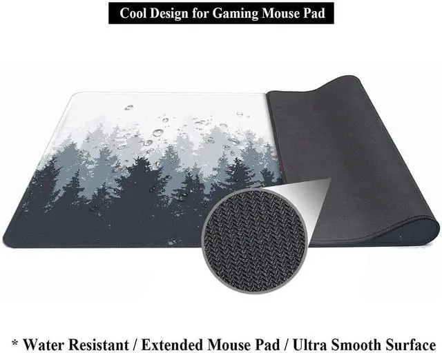 Alt view image 10 of 12 - 31.5x11.8 Inch Misty Pines Forest Large Gaming Mouse Pad with Stitched Edges XL Laptop Keyboard Mouse Mat Tree Landscape Desk Pad
