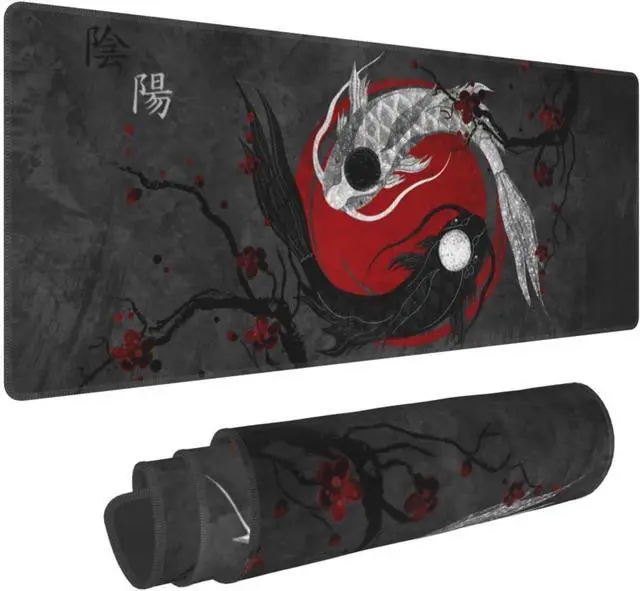 Alt view image 8 of 14 - Browrrsson Japanese Art Mouusepad Japanese Art Koi Fish Gaming Mouse Pad Extended Stitched Edges Mousepad Large Mouse Mat Desk Pad Personalized The Office Mouse Pad 31.5 X 11.8 Inch