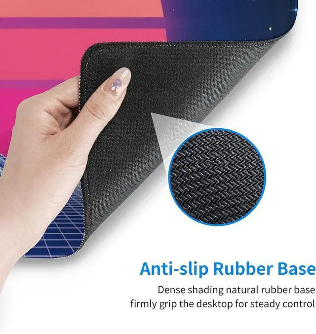 Alt view image 12 of 14 - Retro Neon Sunset Synthwave Extended Mouse Pad 35.4x15.7 Inch XXL Retrowave Vaporwave Non-Slip Rubber Base Large Gaming Mousepad Stitched Edges Waterproof Keyboard Mouse Desk Pad for Office Home