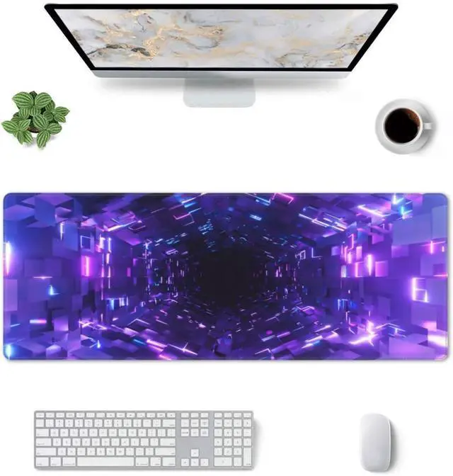 Alt view image 9 of 14 - Mouse Pad Fantasy Purple Colorful 3D Time Tunnel Gaming Mouse Pad XXL Large Mouse Pad Desk Mat with Non Slip Rubber Base Desk Mat for Keyboard and Mouse 11.8 X 31.5 Mousepad