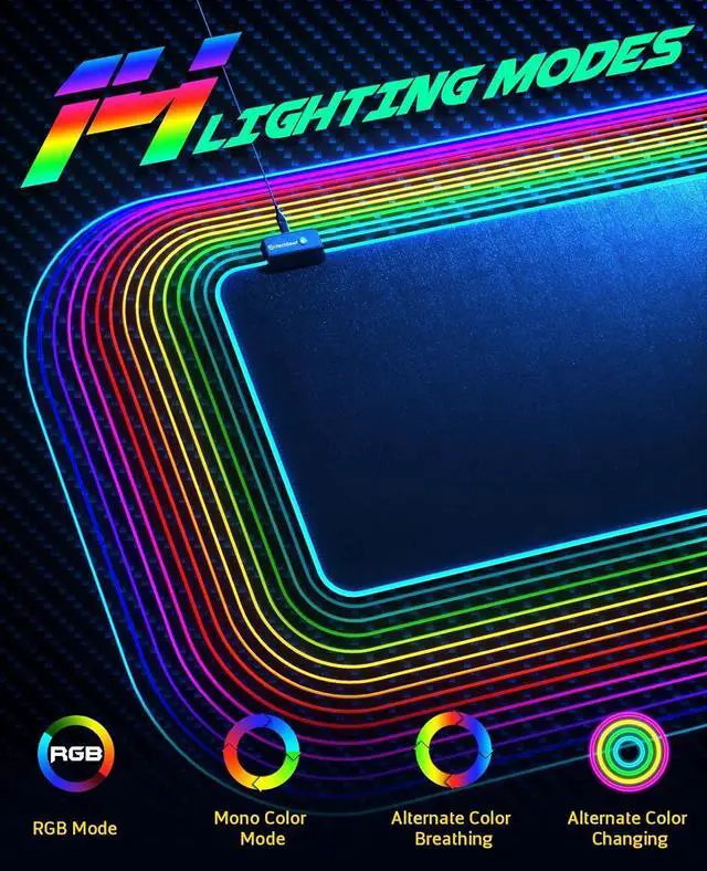 Alt view image 9 of 14 - RGB Gaming Mouse Pad Large Extended Soft Led Mouse Pad with 14 Lighting Modes 2 Brightness Levels Computer Keyboard Mousepads Mat 800 x 300mm / 31.5×11.8 inches