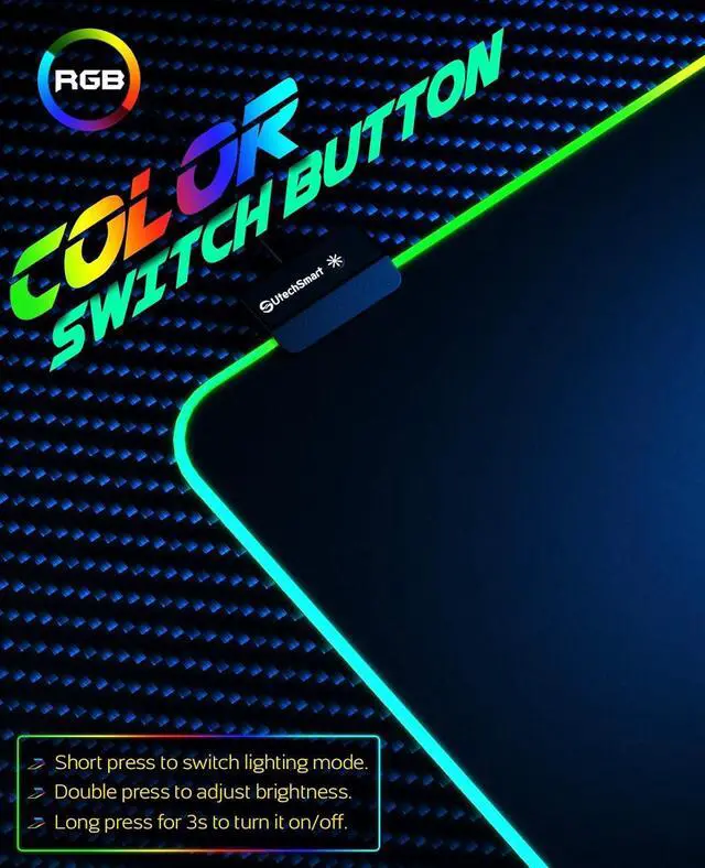 Alt view image 11 of 14 - RGB Gaming Mouse Pad Large Extended Soft Led Mouse Pad with 14 Lighting Modes 2 Brightness Levels Computer Keyboard Mousepads Mat 800 x 300mm / 31.5×11.8 inches