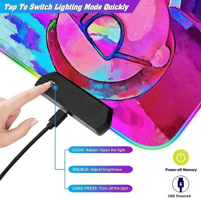Alt view image 10 of 14 - RGB Mouse pad Anime Rainbow Space Custom Design Mousepad,Mouse Pads with Non-Slip Rubber Base,Stitched Edges Mouse mat,Washable Desk pad for Computer Keyboard mice Laptop & PC,31.5x11.8 inch