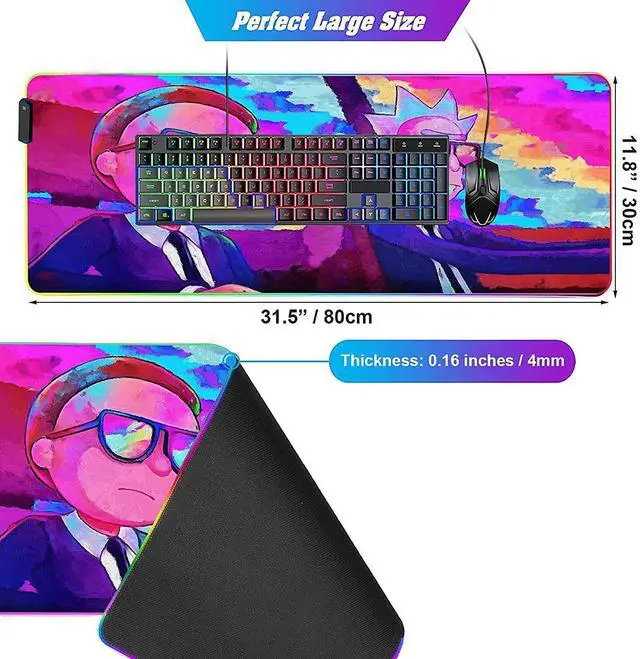 Alt view image 9 of 14 - RGB Mouse pad Anime Rainbow Space Custom Design Mousepad,Mouse Pads with Non-Slip Rubber Base,Stitched Edges Mouse mat,Washable Desk pad for Computer Keyboard mice Laptop & PC,31.5x11.8 inch