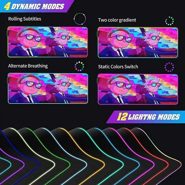 Alt view image 13 of 14 - RGB Mouse pad Anime Rainbow Space Custom Design Mousepad,Mouse Pads with Non-Slip Rubber Base,Stitched Edges Mouse mat,Washable Desk pad for Computer Keyboard mice Laptop & PC,31.5x11.8 inch
