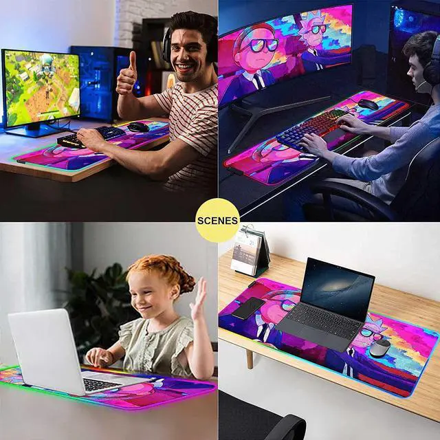 Alt view image 14 of 14 - RGB Mouse pad Anime Rainbow Space Custom Design Mousepad,Mouse Pads with Non-Slip Rubber Base,Stitched Edges Mouse mat,Washable Desk pad for Computer Keyboard mice Laptop & PC,31.5x11.8 inch