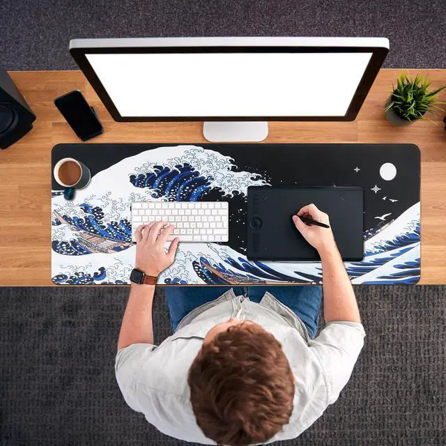 Alt view image 14 of 14 - Gaming Mouse Pad Extra Large Computer Keyboard Mouse Mat Soft Smooth Surface and Anti-Slip Rubber Base Soft Cloth XXL Mouse Pad 600 x 300 x 3 MM BKHL