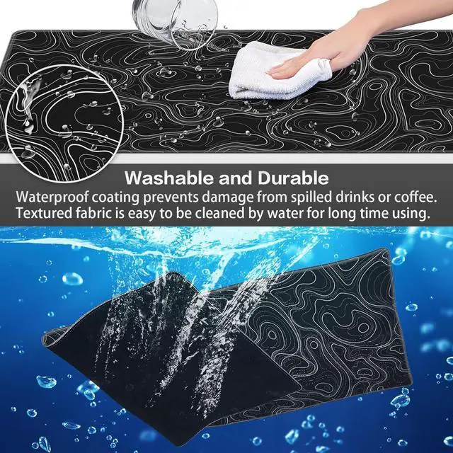 Alt view image 12 of 14 - Gaming Mouse Pad Topographic Contour Mouse Pad 31.5x11.8inch Large Extended Computer Mouse Mat Keyboard Full Desk Mousepad for Gaming Office Home