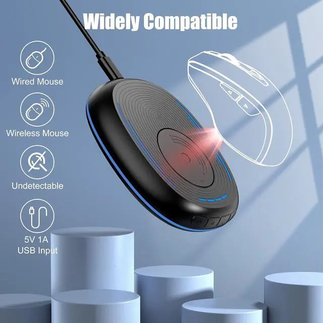 Alt view image 11 of 14 - Mouse Jiggler Undetectable Mouse Mover Device with Timer ON/Off Switch Breathing Light Mouse Wiggler for Prevent Computer Laptop Screen Sleep (Black)
