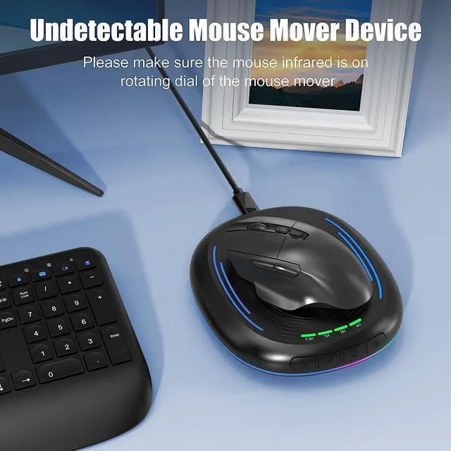 Alt view image 9 of 14 - Mouse Jiggler Undetectable Mouse Mover Device with Timer ON/Off Switch Breathing Light Mouse Wiggler for Prevent Computer Laptop Screen Sleep (Black)