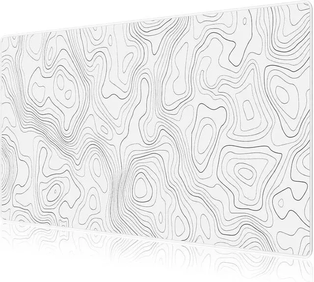 Alt view image 8 of 14 - White Topographic Large Gaming Mouse Pad XXL Mousepad Big Mouse Mat Desk Pad for Keyboard and Mouse Gaming Computer Laptop PC Desk Office Accessories