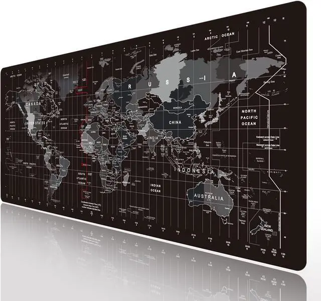 Alt view image 8 of 14 - Large Keyboard Gaming Mouse Pad Black World Map Mouse Pad with Anti-Slip Rubber Base Extended XXL Long Gaming Mousepad Big Mouse Pads for Desk 31.5 X 11.8 Inch