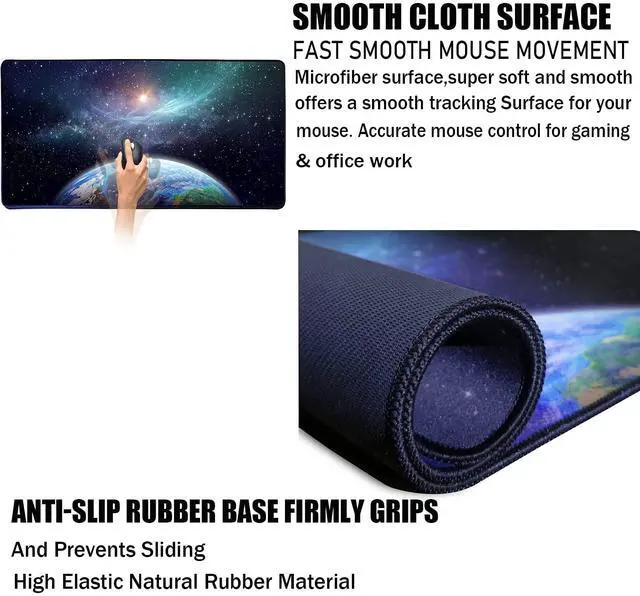 Alt view image 9 of 12 - Gaming Mouse Pad,Upgrade Durable 31.5"x15.7"x0.12" Larger Extended Gaming Mouse Pad with Stitched Edges,Waterproof Non-Slip Base Long XXL Large Gaming Mouse Pad for Home Office Gaming Work, Star