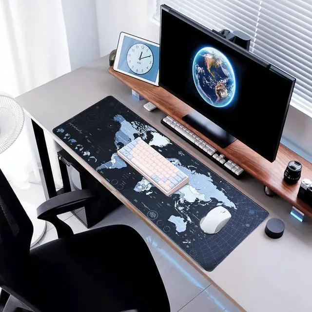 Alt view image 9 of 14 - Gaming Mouse Pad XL XXL with World Map(31.5 x 11.8in) Desk Mat&Large Mouse Pad Keyboard Mat 3MM Anti Slip and Waterproof Rubber Mouse Pad (Black)