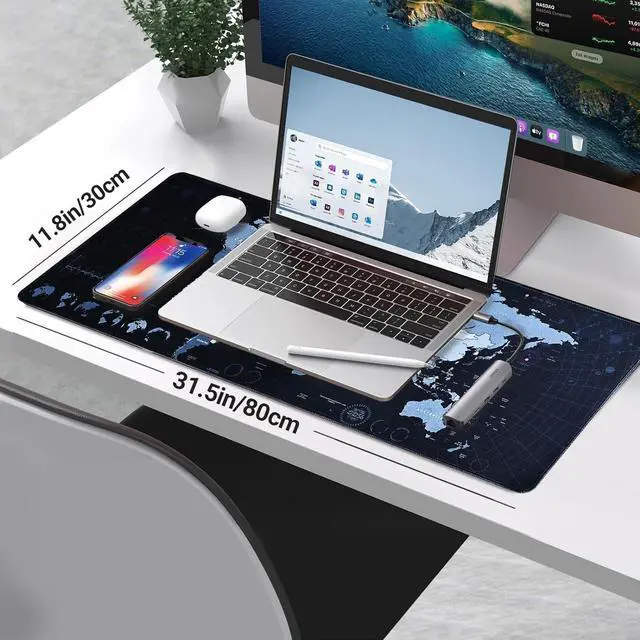 Alt view image 10 of 14 - Gaming Mouse Pad XL XXL with World Map(31.5 x 11.8in) Desk Mat&Large Mouse Pad Keyboard Mat 3MM Anti Slip and Waterproof Rubber Mouse Pad (Black)