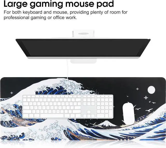 Alt view image 9 of 14 - Gaming Mouse Pad Extra Large Computer Keyboard Mouse Mat Soft Smooth Surface and Anti-Slip Rubber Base Soft Cloth XXL Mouse Pad 600 x 300 x 3 MM BKHL
