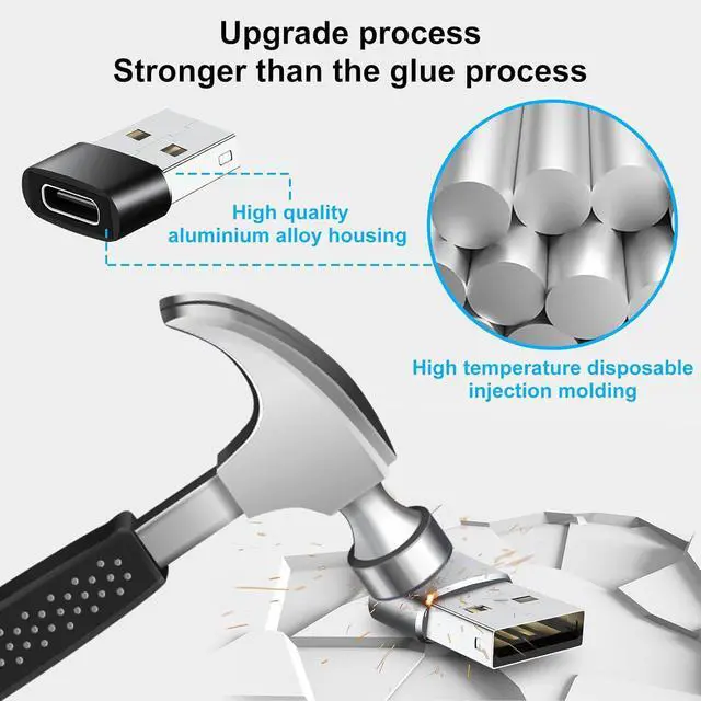 Alt view image 7 of 7 - USB C to USB Adapter 10 Pack USB C Female to USB Male Adapter USBC to USB Adapter USB to C Adapter USB to Type C Adapter USBA to USBC Adapter for iPhone 15/14/13 iPad Pro AirPods Grey