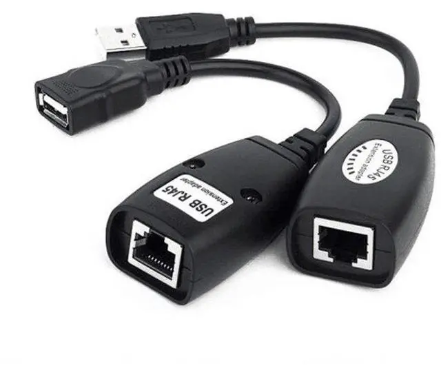 Main image of USB 2.0 Extension Extender Adapter male & Female Up To 150ft Using CAT5/CAT5E/6 RJ45 Lan Network Ethernet Repeater Cable