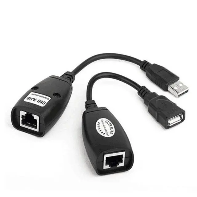 Alt view image 4 of 4 - USB 2.0 Extension Extender Adapter male & Female Up To 150ft Using CAT5/CAT5E/6 RJ45 Lan Network Ethernet Repeater Cable