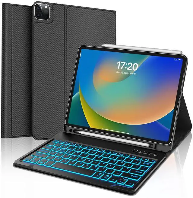 Alt view image 6 of 10 - Keyboard Case for iPad Pro 12.9-in 6th, 5th, 4th, 3rd Generation - Magic Keyboard for iPad Air 13 2024 Case, Magnetic Detachable, 7 Colors Backlit, Folio Cover for Pro 12.9 Keyboard Pen Holder, Black