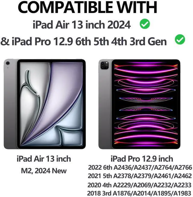 Alt view image 7 of 10 - Keyboard Case for iPad Pro 12.9-in 6th, 5th, 4th, 3rd Generation - Magic Keyboard for iPad Air 13 2024 Case, Magnetic Detachable, 7 Colors Backlit, Folio Cover for Pro 12.9 Keyboard Pen Holder, Black