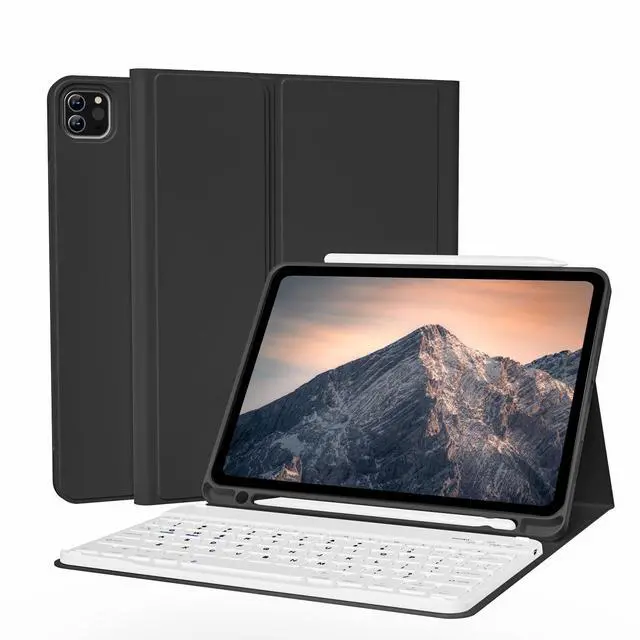 Alt view image 6 of 10 - KVTVOU Keyboard Case for iPad Pro 11 Inch 4th Generation/Pro 3rd Gen/Pro 2nd Gen with Pencil Holder, Folio Detachable Wireless Bluetooth Keyboard & Flip Stand Case for iPad Pro 11 Inch, Black