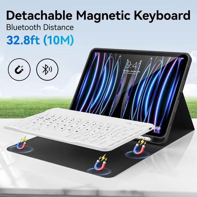 Alt view image 7 of 10 - KVTVOU Keyboard Case for iPad Pro 11 Inch 4th Generation/Pro 3rd Gen/Pro 2nd Gen with Pencil Holder, Folio Detachable Wireless Bluetooth Keyboard & Flip Stand Case for iPad Pro 11 Inch, Black