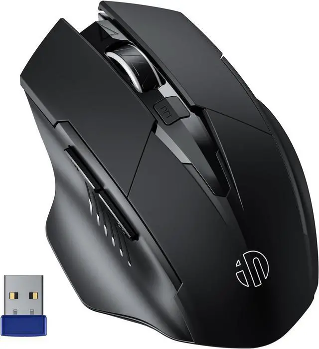 Alt view image 8 of 14 - INPHIC Wireless Mouse 700mAh Large Ergonomic Rechargeable 2.4G Optical PC Laptop Cordless Mice with USB Nano Receiver, for Windows Computer Office, Black