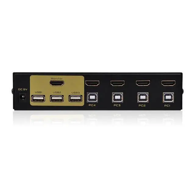 Alt view image 10 of 10 - 4 Port Kvm Switch USB Auto Hd 4 in 1out Switch Monitor Keyboard Mouse Sharer With Power Supply Send Cables FJ-401HUA