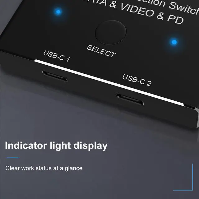 Alt view image 8 of 10 - USB C two-way Switch 1x2/2x1 USB 3.1 splitter data video switcher 8K @ 30Hz PD 100W for PC monitor Mobile phone Multi-source