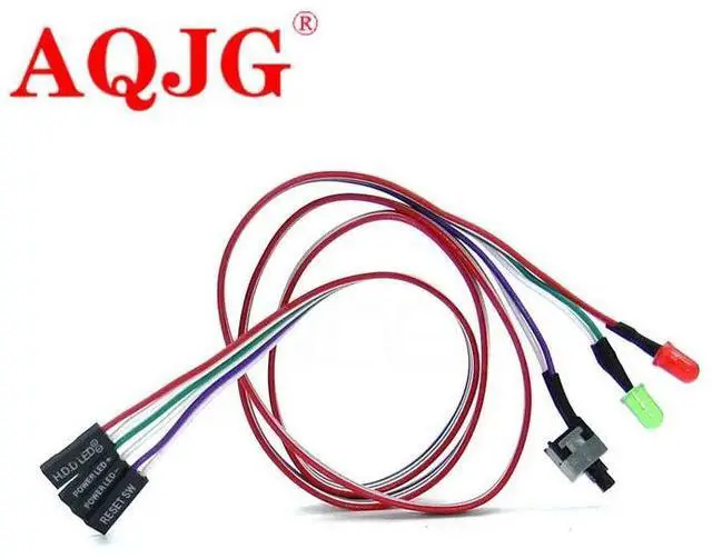 Alt view image 8 of 8 - ATX PC Compute Motherboard Power Cable Switch On / Off / Reset with LED Light 50CM Reset Switch Cable with 2 LED Lights 2018