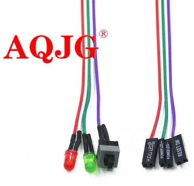 Alt view image 5 of 8 - ATX PC Compute Motherboard Power Cable Switch On / Off / Reset with LED Light 50CM Reset Switch Cable with 2 LED Lights 2018