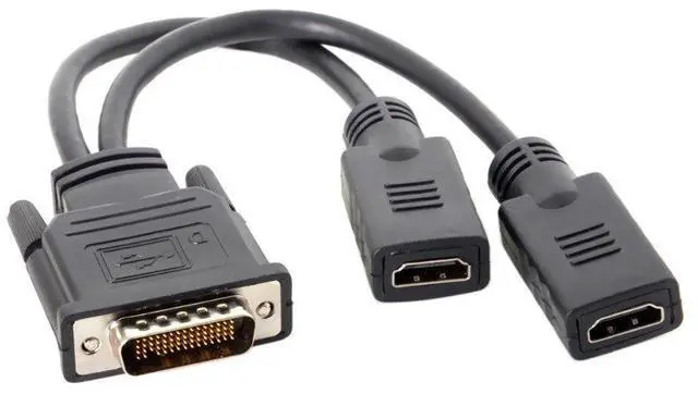 Alt view image 8 of 10 - 59 Pin Male to 2 DVI VGA Displayport Spliter Extension Cable Adapter for graphics card Monitors