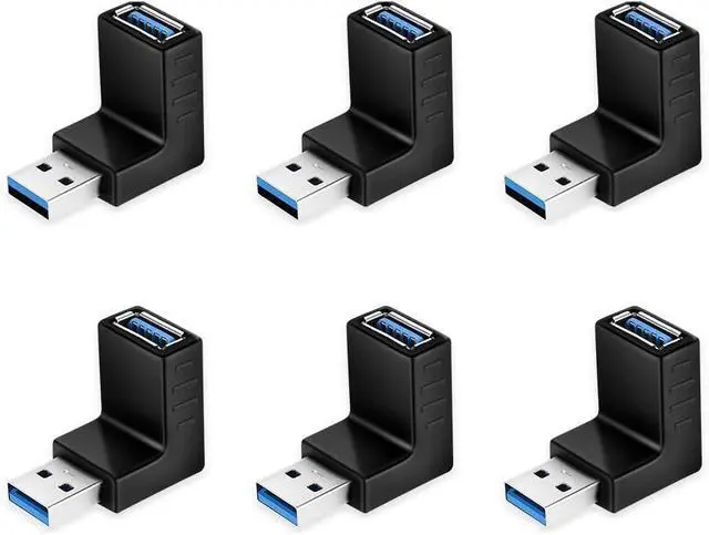 Alt view image 8 of 14 - 90 Degree USB 3.0 Adapter 6 Pack - Right Angle Male to Female Up/Down/Left/Right Connector - L Shaped Extension for PC Laptop Charger and More