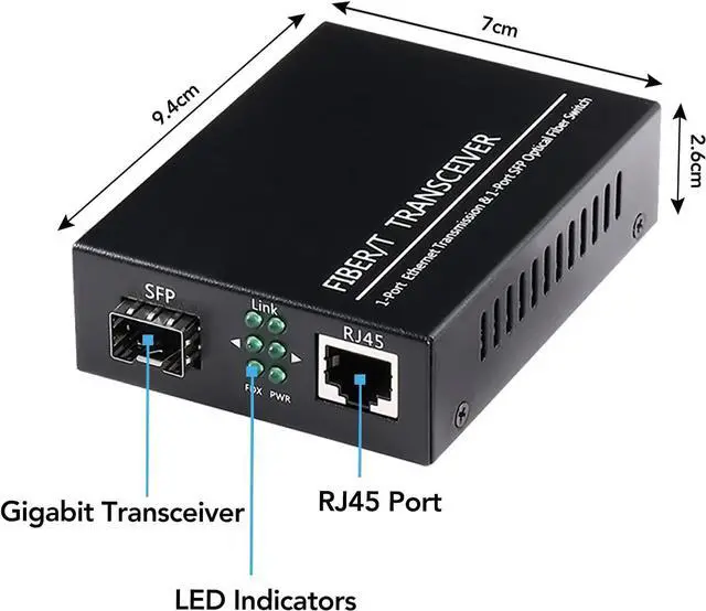 Alt view image 12 of 14 - A Pair of Fiber Transceiver, 1.25G/s Bidi Gigabit Multi-Mode SFP Ethernet Media Converter with 2PCS LC Dual Module Included, 10/100/1000Base-Tx to 1000Base-SX SMF RJ45 to SFP Slot up to 550M