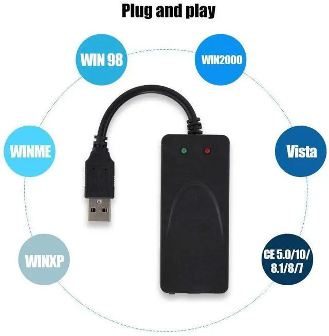 Alt view image 7 of 10 - Normal Dial up Modem,Fax Modem Dual Port USB2.0 56K External Modem Driver for Win 98,2000,ME,XP,Vista,CE5.0,10,8.1,8,7,Support Dial The Internet,Automatically Send,Receive Faxes