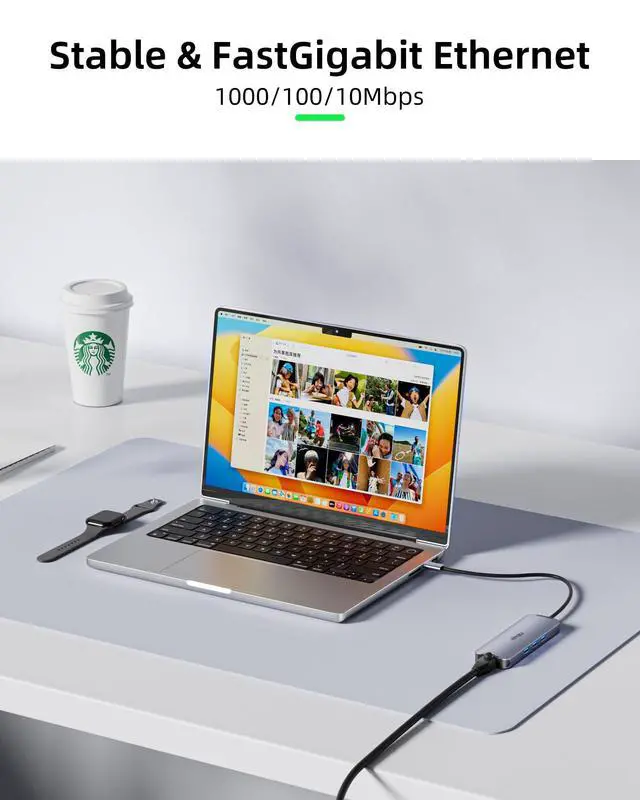 Alt view image 10 of 10 - USB C Hub Docking Station Dual Monitor, USB C to 2 HDMI 4K 60Hz with Ethernet, 100W Charing and USB3.0, USB-C Hub Compatible for HP MacBook Pro Air, 2 HDMI Adapter Type C Laptop Docking Station