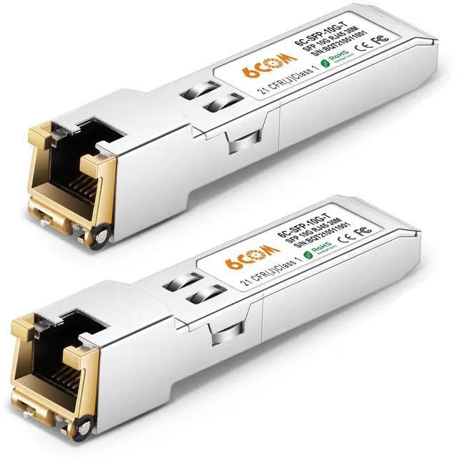 Alt view image 6 of 10 - 6COM 2Pack 1.25G/2.5G/5G/10GBase-T SFP+ Transceiver, 10G SFP+ to RJ45 Copper Module, Compatible for Cisco SFP-10G-T-S, Ubiquiti UF-RJ45-10G, Fortinet, Netgear,Mikrotik, TP-Link(CAT.6a/7, 30m/98.4ft)