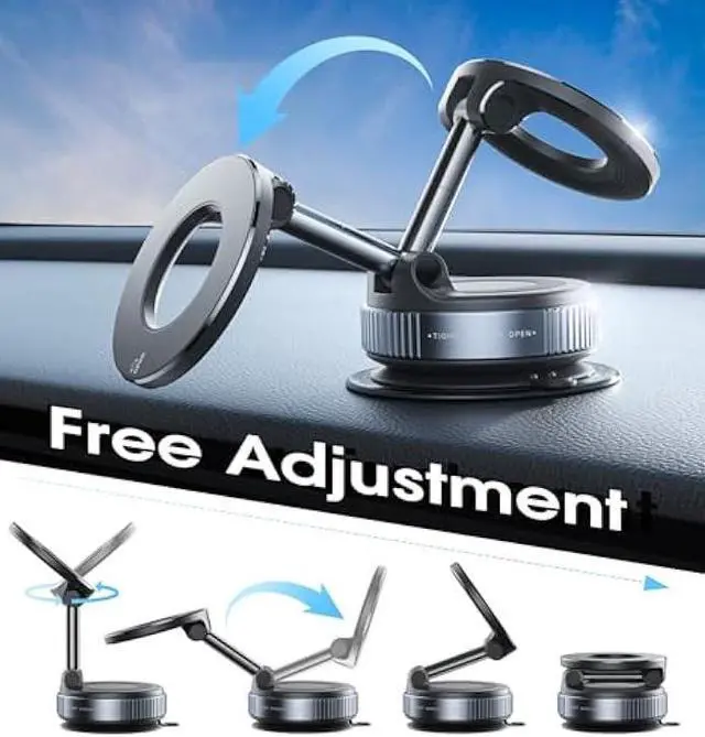 Alt view image 10 of 10 - 2026 Upgraded Vacuum Magnetic Car Phone Holder 360° Reinforced 96LBS Ultra Suction Cup Phone Mount for MagSafe Cell Phone Holders for Your Car/Gym/Mirror Mount for iPhone & Android