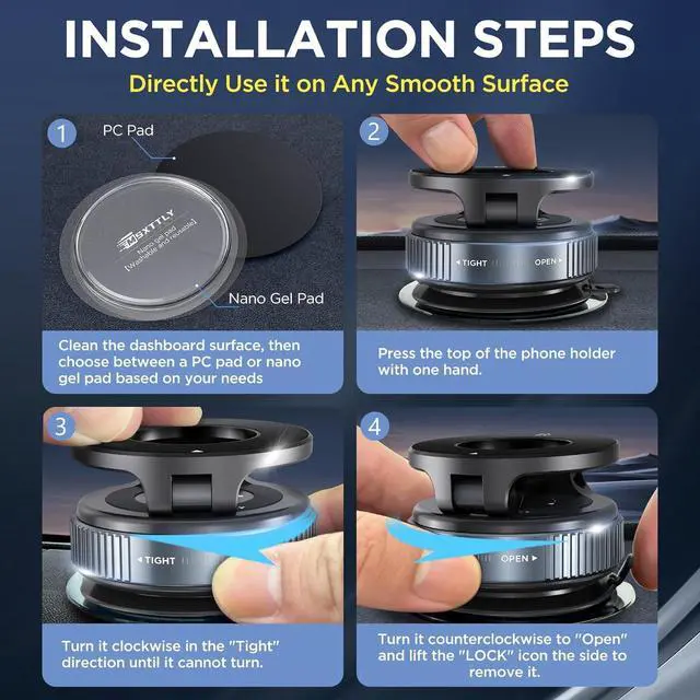 Alt view image 10 of 14 - Vacuum Magnetic Phone Holders for Your Car 2026 Suction Cup Phone Mount with Washable Nano Gel Pads 360° Adjustable Phone Mount Unlock More Scenes Phone Holder for Smartphone&Car/Gym/Mirror
