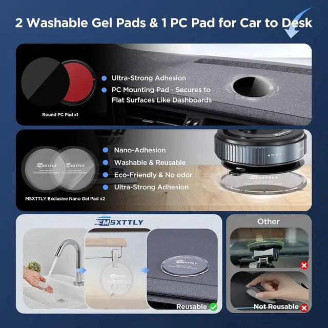 Alt view image 9 of 14 - Vacuum Magnetic Phone Holders for Your Car 2026 Suction Cup Phone Mount with Washable Nano Gel Pads 360° Adjustable Phone Mount Unlock More Scenes Phone Holder for Smartphone&Car/Gym/Mirror
