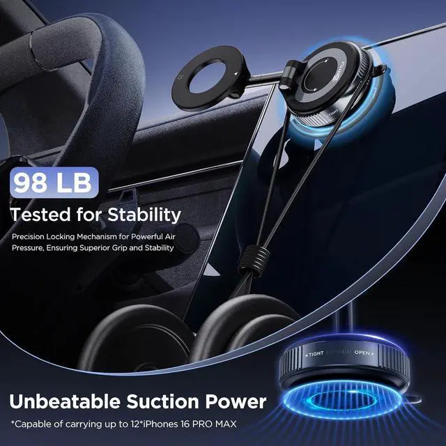 Alt view image 12 of 14 - Vacuum Magnetic Phone Holders for Your Car 2026 Suction Cup Phone Mount with Washable Nano Gel Pads 360° Adjustable Phone Mount Unlock More Scenes Phone Holder for Smartphone&Car/Gym/Mirror
