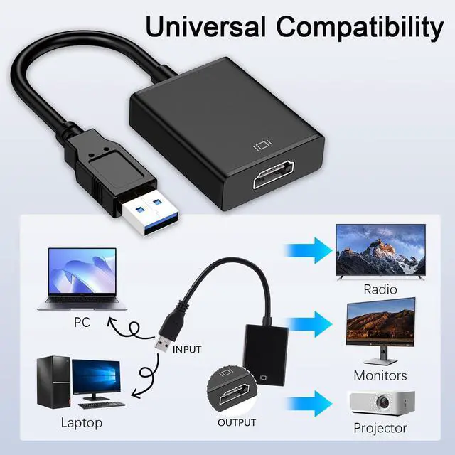 Alt view image 10 of 12 - USB to HDMI Adapter for Monitor | USB 3.0 to HDMI for PC Laptop MacBook | Compatible with Windows MacOS Android (Midnight Black USB3.0)