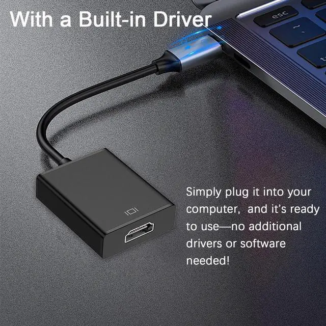 Alt view image 11 of 12 - USB to HDMI Adapter for Monitor | USB 3.0 to HDMI for PC Laptop MacBook | Compatible with Windows MacOS Android (Midnight Black USB3.0)