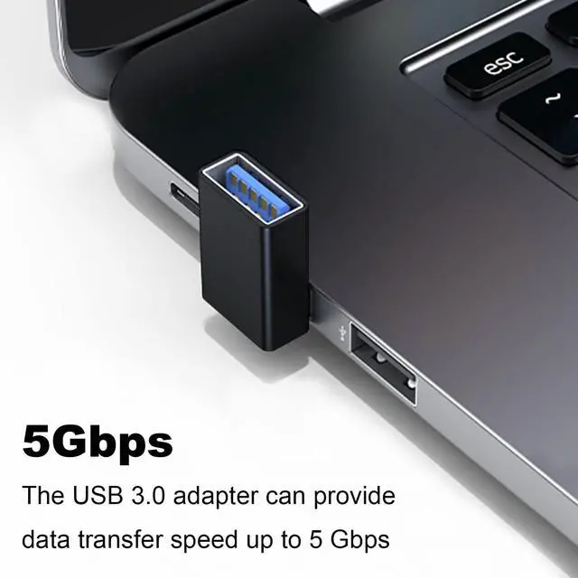 Alt view image 10 of 14 - 90 Degree USB 3.0 Adapter 2 Pack Up and Down Angle USB A Male to Female Converter Extender for PC Laptop USB A Charger Power Bank and More (Black)