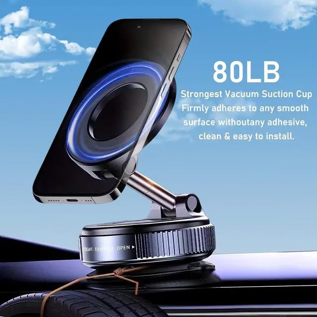 Alt view image 11 of 14 - Vacuum Magnetic Phone Holder 360° Adjustable Magnetic Car Mount Foldable Portable Suction Cup Cell Phone Mount for Car/Gym/Mirror/Shower Compatible with All Smartphones & All Car Models