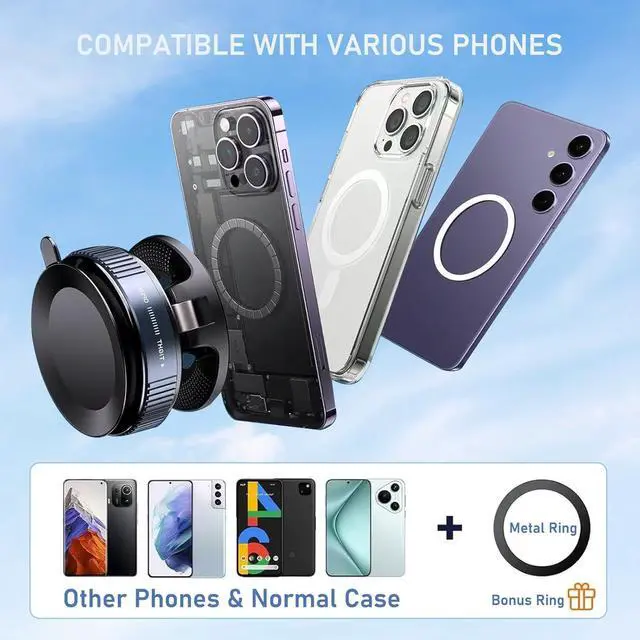Alt view image 14 of 14 - Vacuum Magnetic Phone Holder 360° Adjustable Magnetic Car Mount Foldable Portable Suction Cup Cell Phone Mount for Car/Gym/Mirror/Shower Compatible with All Smartphones & All Car Models